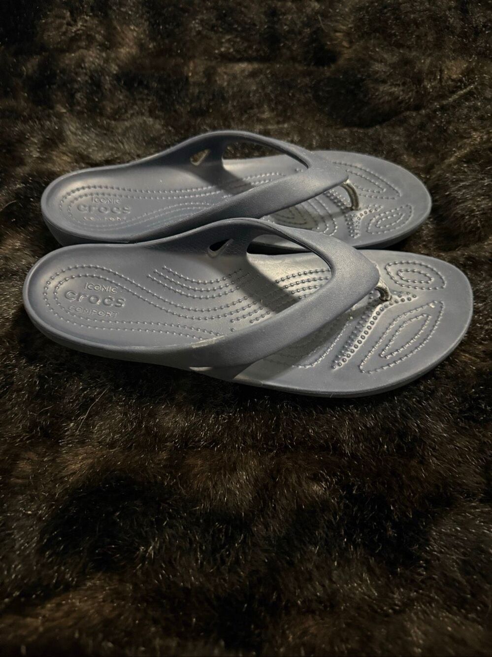 Crocs Iconic Comfort Kadee II Blue Flip Flop Sandals Womens Size 9